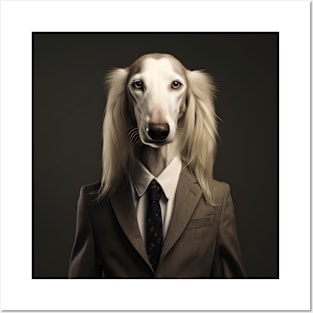 Saluki Dog in Suit Posters and Art